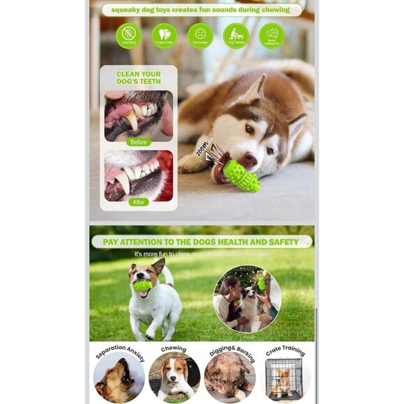 Natural Rubber Dog Toy for Large Dogs Aggressive Chewers BPA-Free Squeaky Fun - Picture 4 of 5